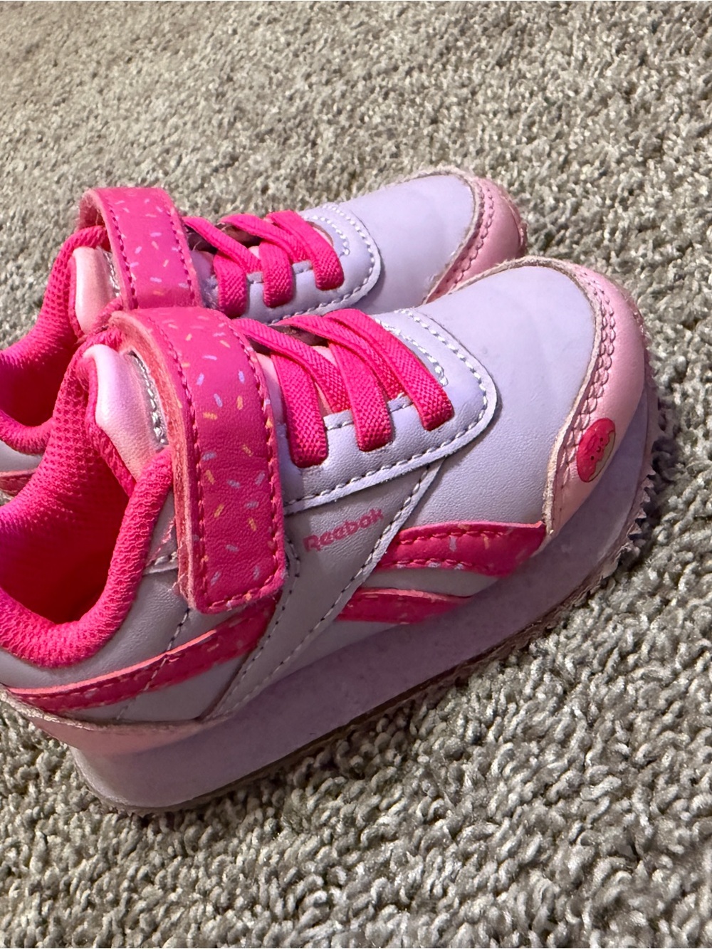 Reebok Kids Pink and Light Pink Hook-and-Loop Sneakers